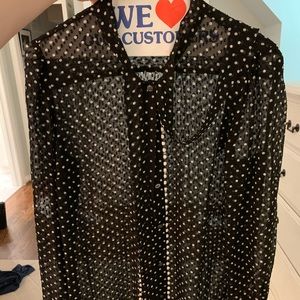 Sheer black and white polka dot blouse